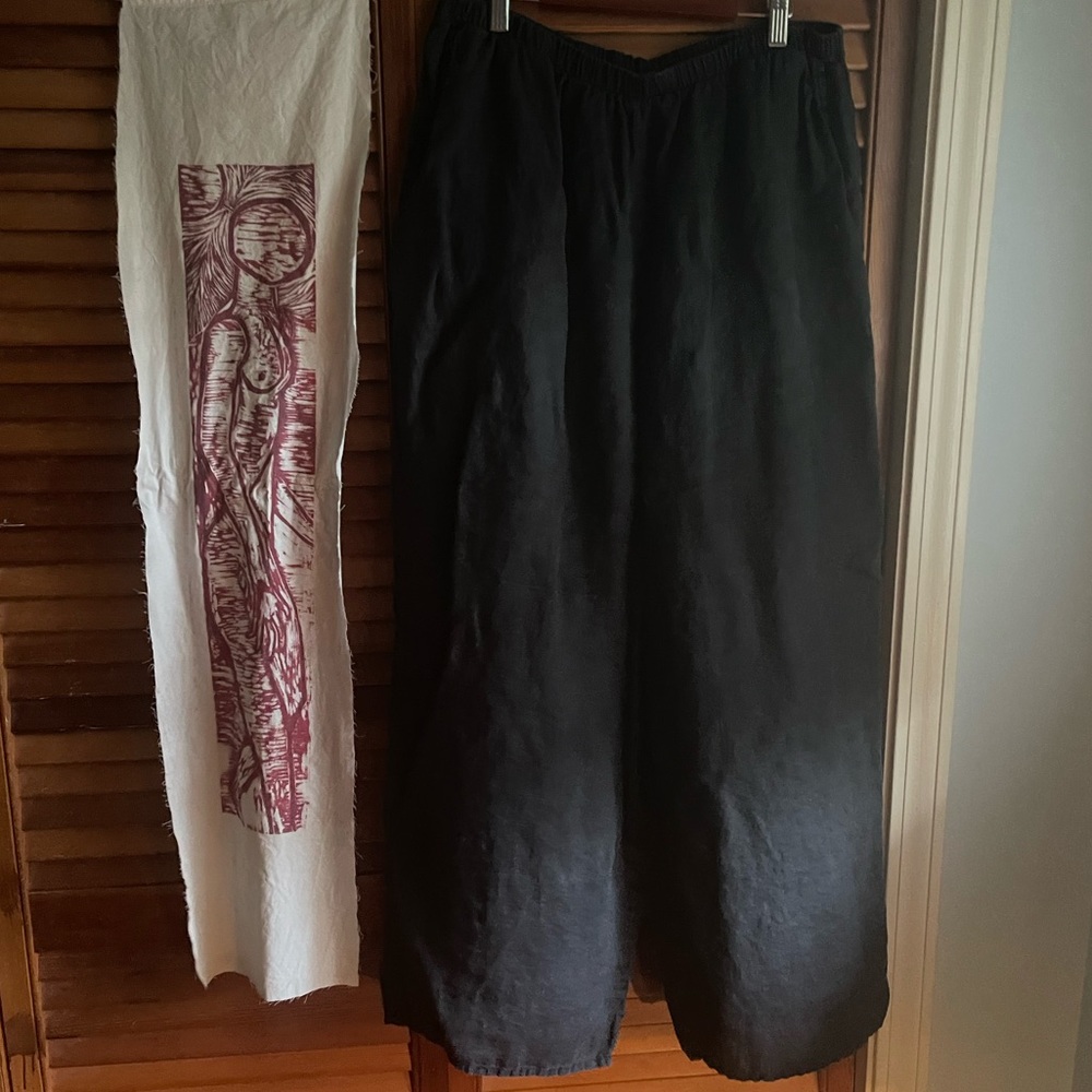 Flax Linen Pant Size Large Black